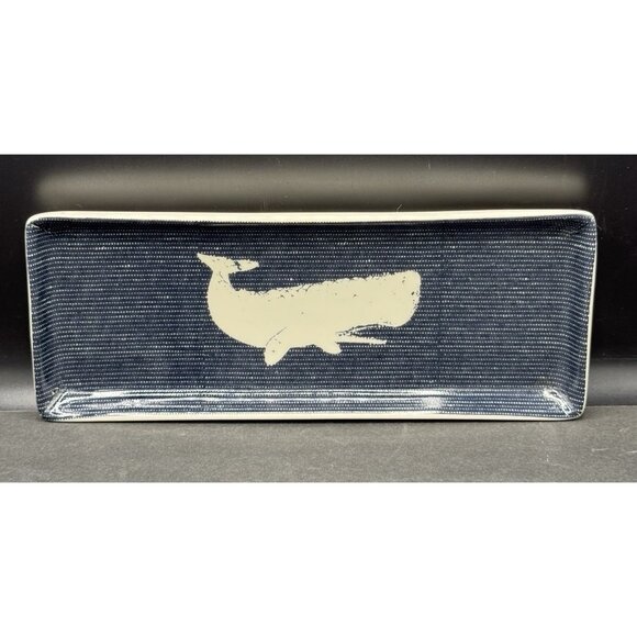 J.Crew Ceramics Whale Dresser Catch All Tray Keys Rings Change 10.5"x 4" - Picture 2 of 7